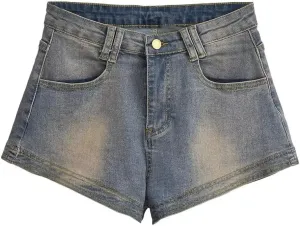 Women's Retro Denim Shorts Harajuku High Street Style Aesthetic Wide Leg Jeans Shorts