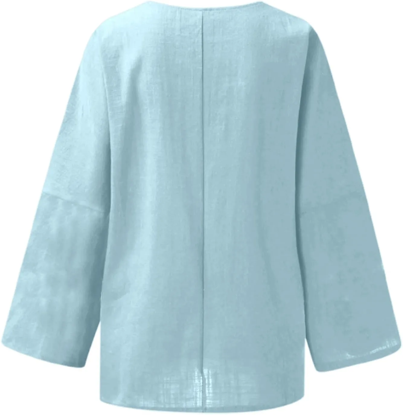 Women's Short Sleeve Linen Shirt Casual Crew Neck Oversized T-Shirt Button Loose Fit Summer Tee Shirt