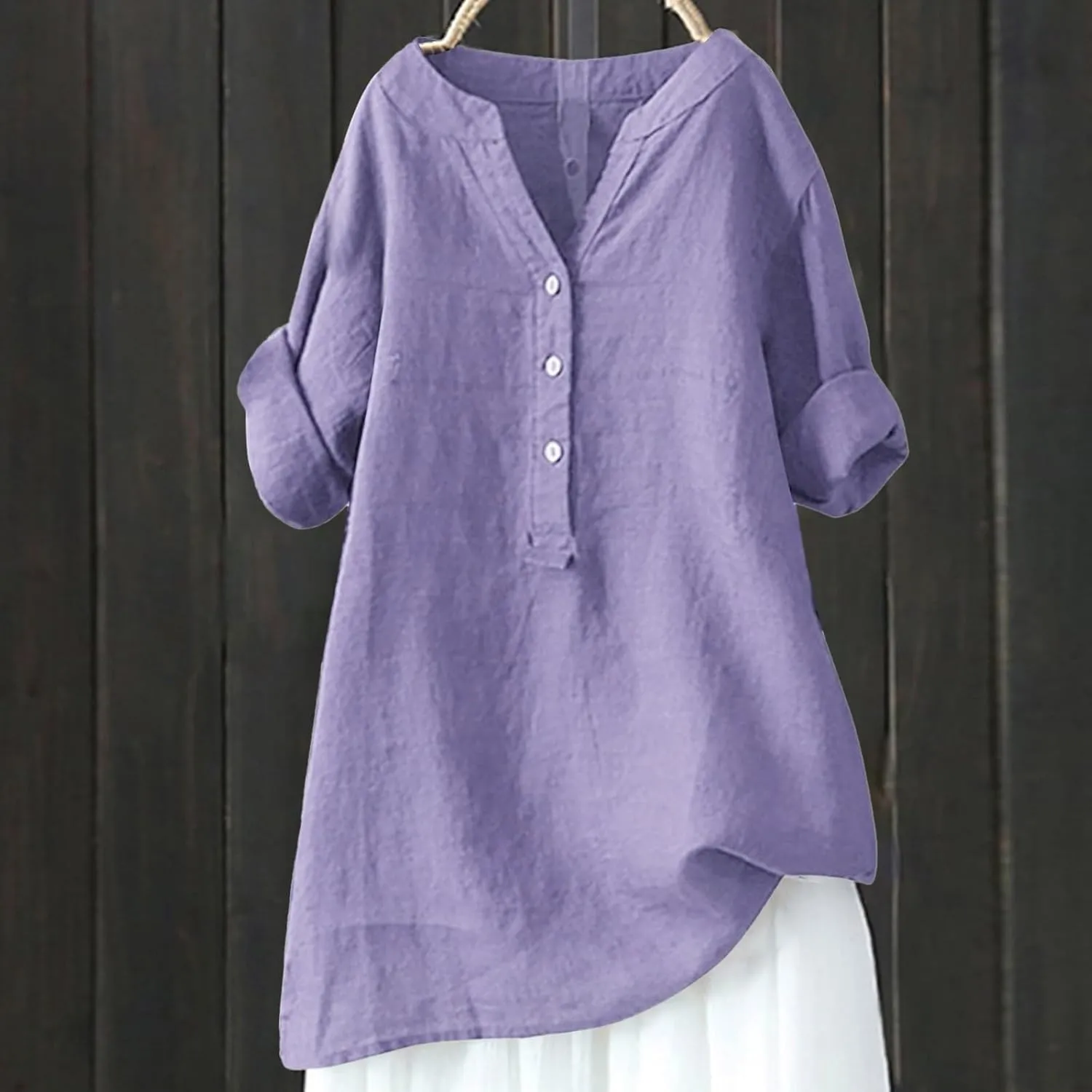 Womens Short Sleeve Linen Shirts Casual Crewneck Soft T Shirts Embroidery Loose Fit Summer Tshirt