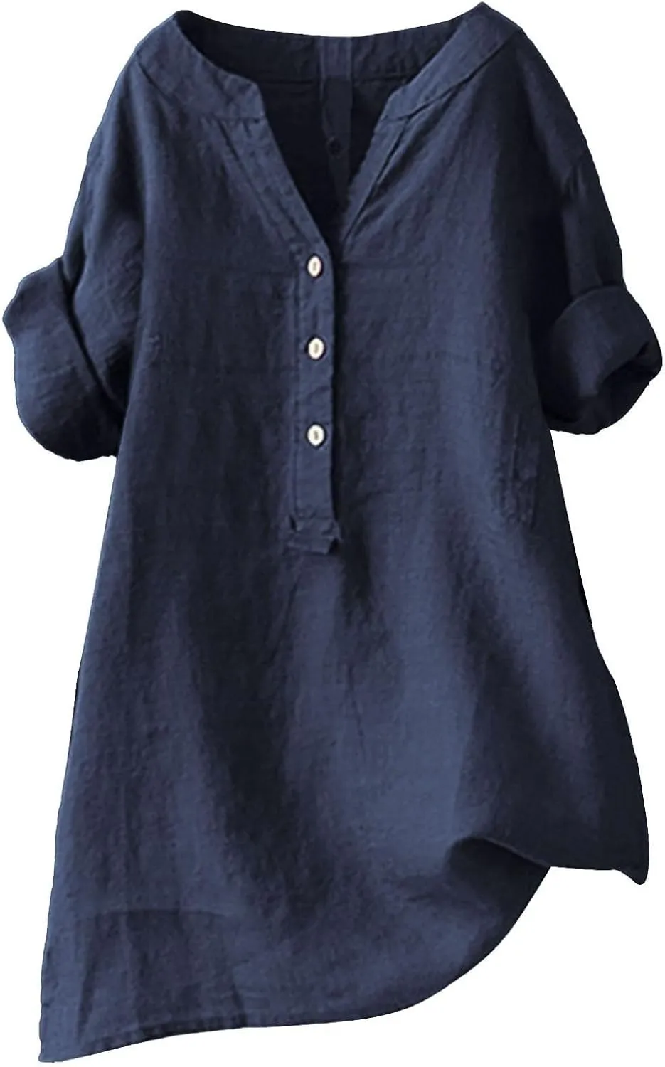 Womens Short Sleeve Linen Shirts Casual Crewneck Soft T Shirts Embroidery Loose Fit Summer Tshirt