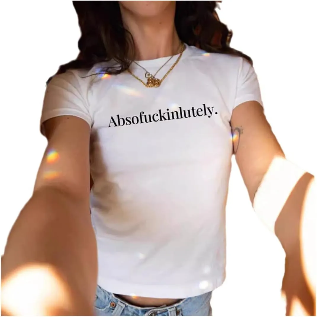 Womens Short Sleeve Y2k Baby Tees Graphic Aesthetic Slim Fit T Shirt Cute Teen Girls Summer Going Out Crop Tops
