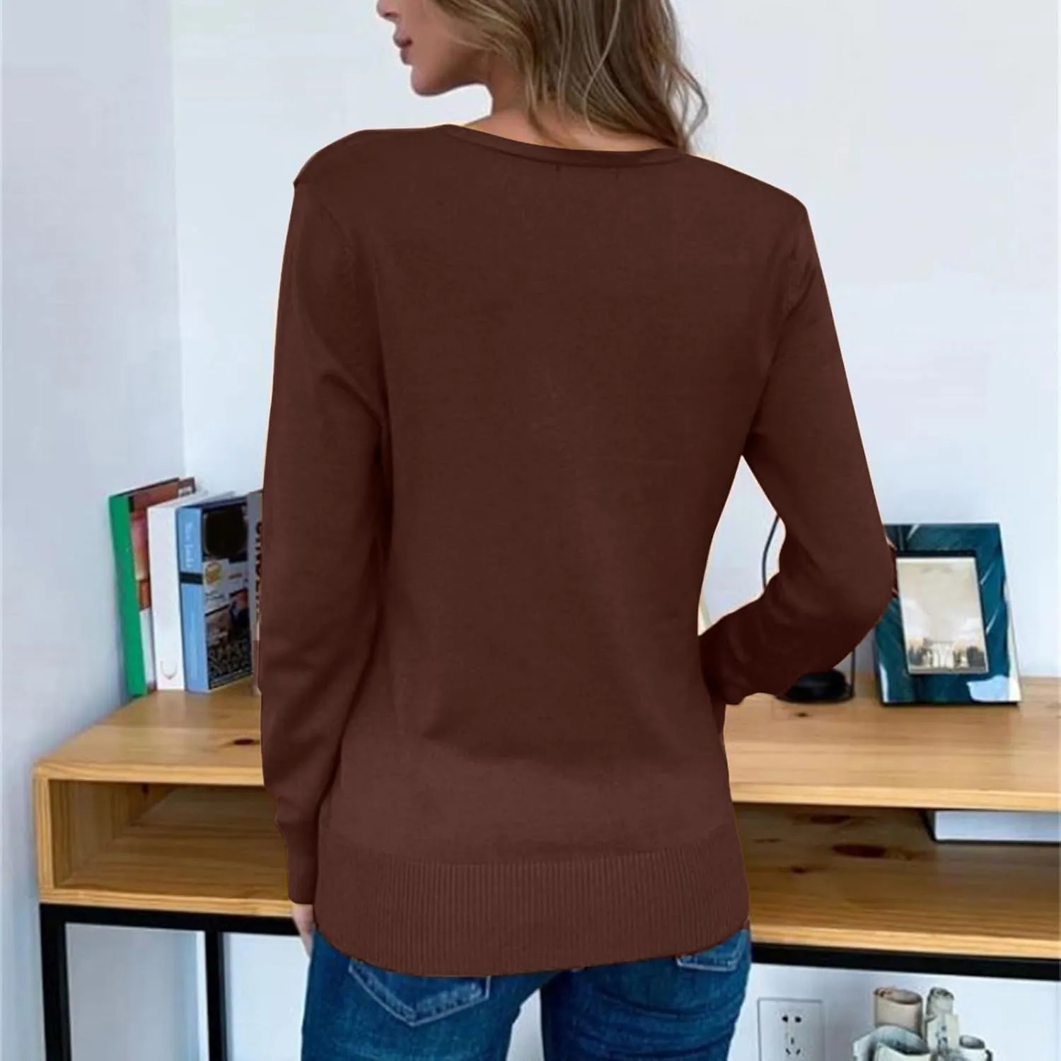 Womens Simple Solid Cardigans Long Sleeve Open Front Sweaters Casual Loose Slim Jacket Daily Going Out Fall Clothes
