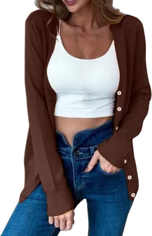 Womens Simple Solid Cardigans Long Sleeve Open Front Sweaters Casual Loose Slim Jacket Daily Going Out Fall Clothes