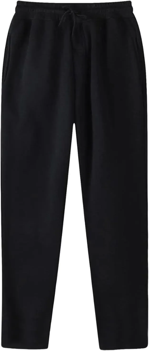 Womens Straight Leg Sweatpants,Winter Fleece Lined Warm Lightweight Sweatpants Casual Elastic High Waist Trousers