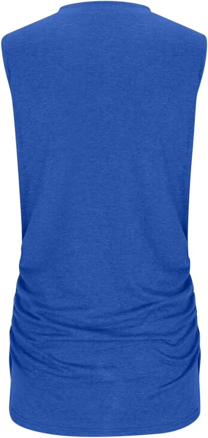 Womens Summer Tank Tops High Neck Workout Crew Neck Sleeveless Top Casual Flowy Trendy Loose Sleeveless Vest Camisole