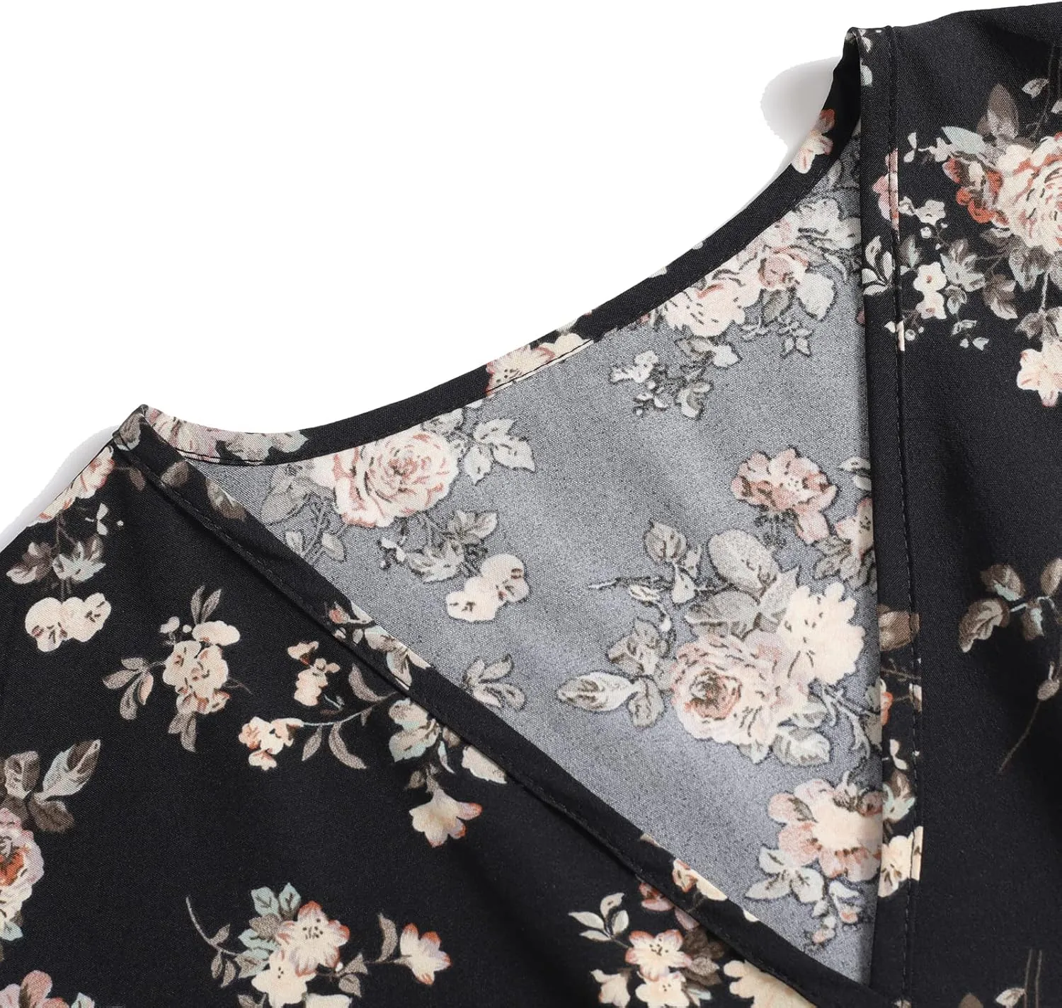 Women's Summer Wrap Midi Dress Casual Floral Print V-Neck Short Sleeve A-Line Dresses
