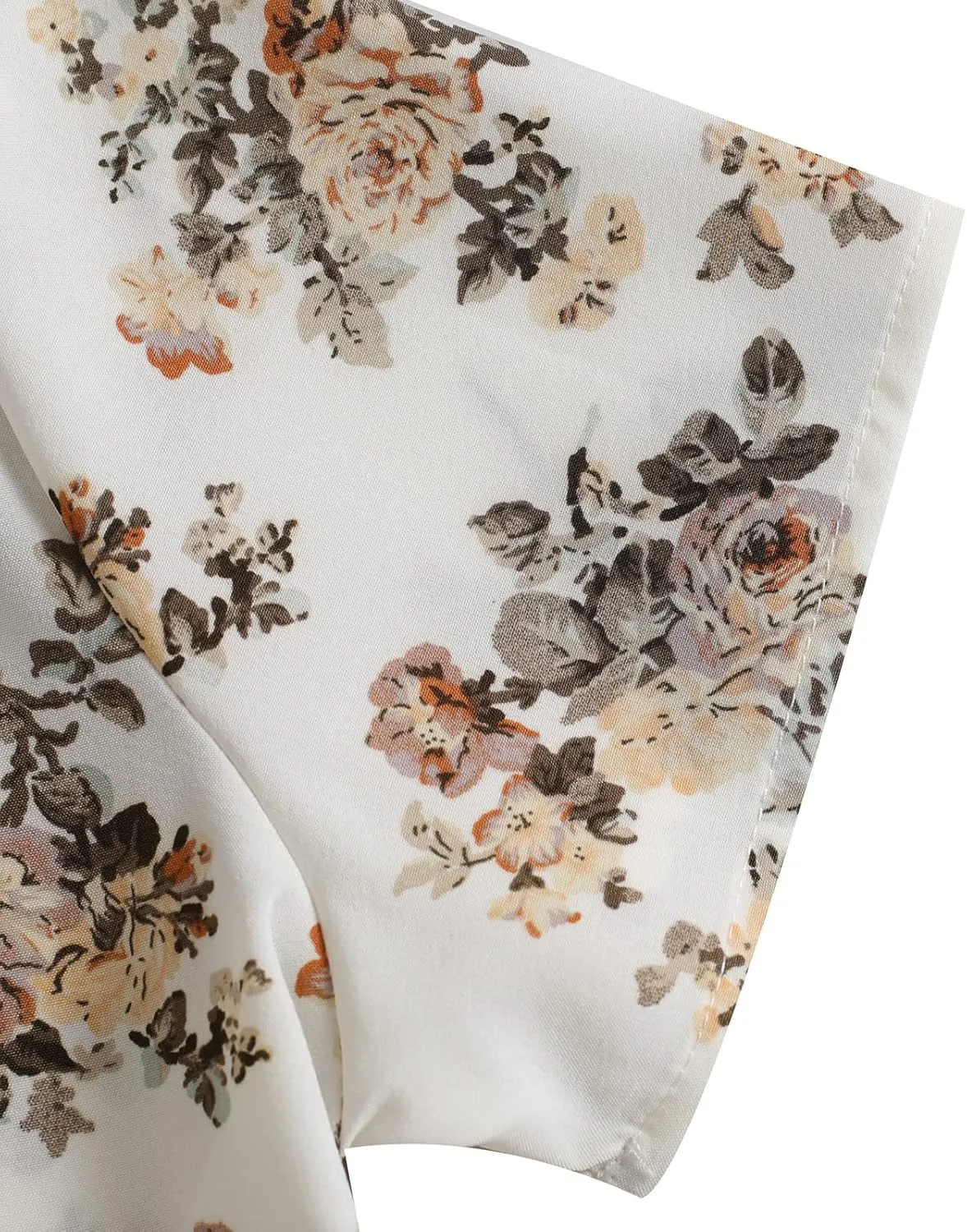 Women's Summer Wrap Midi Dress Casual Floral Print V-Neck Short Sleeve A-Line Dresses
