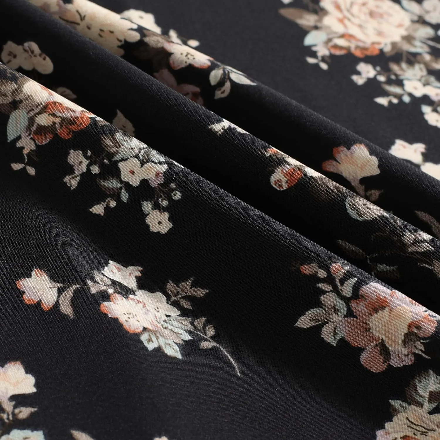 Women's Summer Wrap Midi Dress Casual Floral Print V-Neck Short Sleeve A-Line Dresses