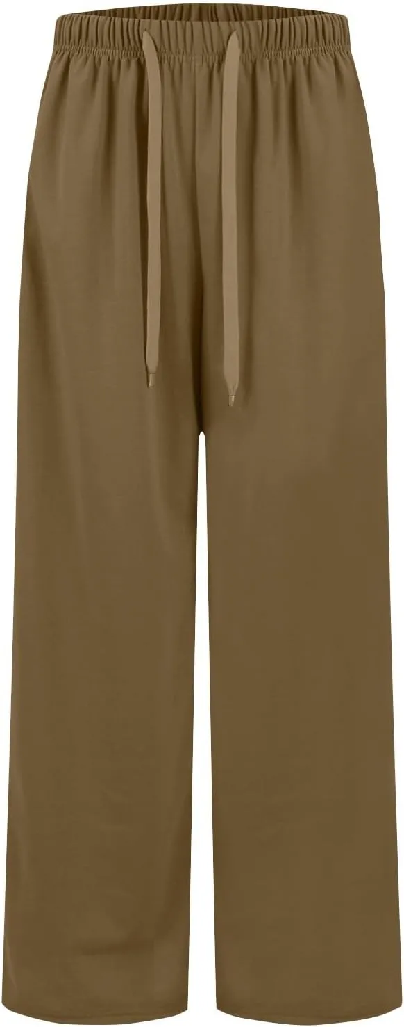 Womens Tall Sweatpants Loose Fit Wide Leg Joggers with Pockets Business Casual Comfy High Wasited Sweat Pants Preppy