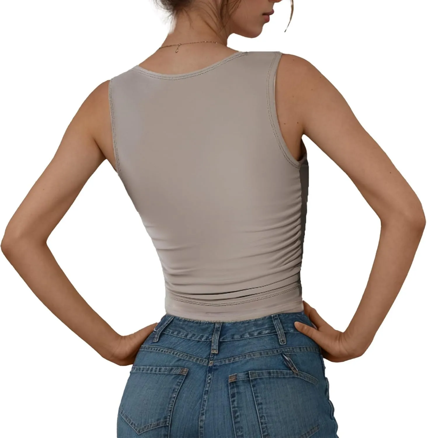 Womens Tank Top 2025 Sleeveless High Neck Cropped Tee Shirt Summer Athletic Fashion Casual Basic Fitted Y2k Tops