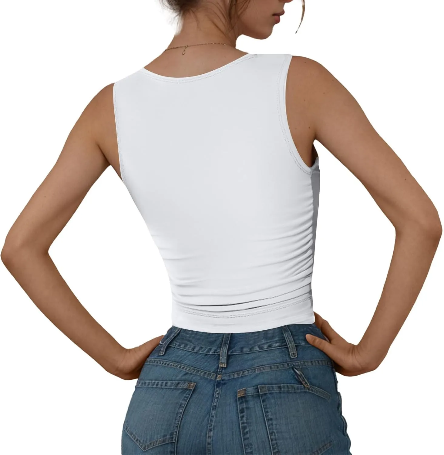 Womens Tank Top 2025 Sleeveless High Neck Cropped Tee Shirt Summer Athletic Fashion Casual Basic Fitted Y2k Tops