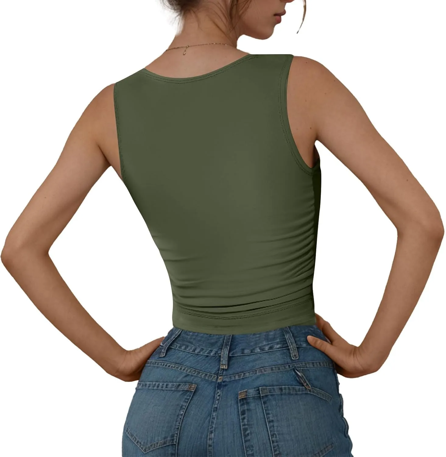 Womens Tank Top 2025 Sleeveless High Neck Cropped Tee Shirt Summer Athletic Fashion Casual Basic Fitted Y2k Tops