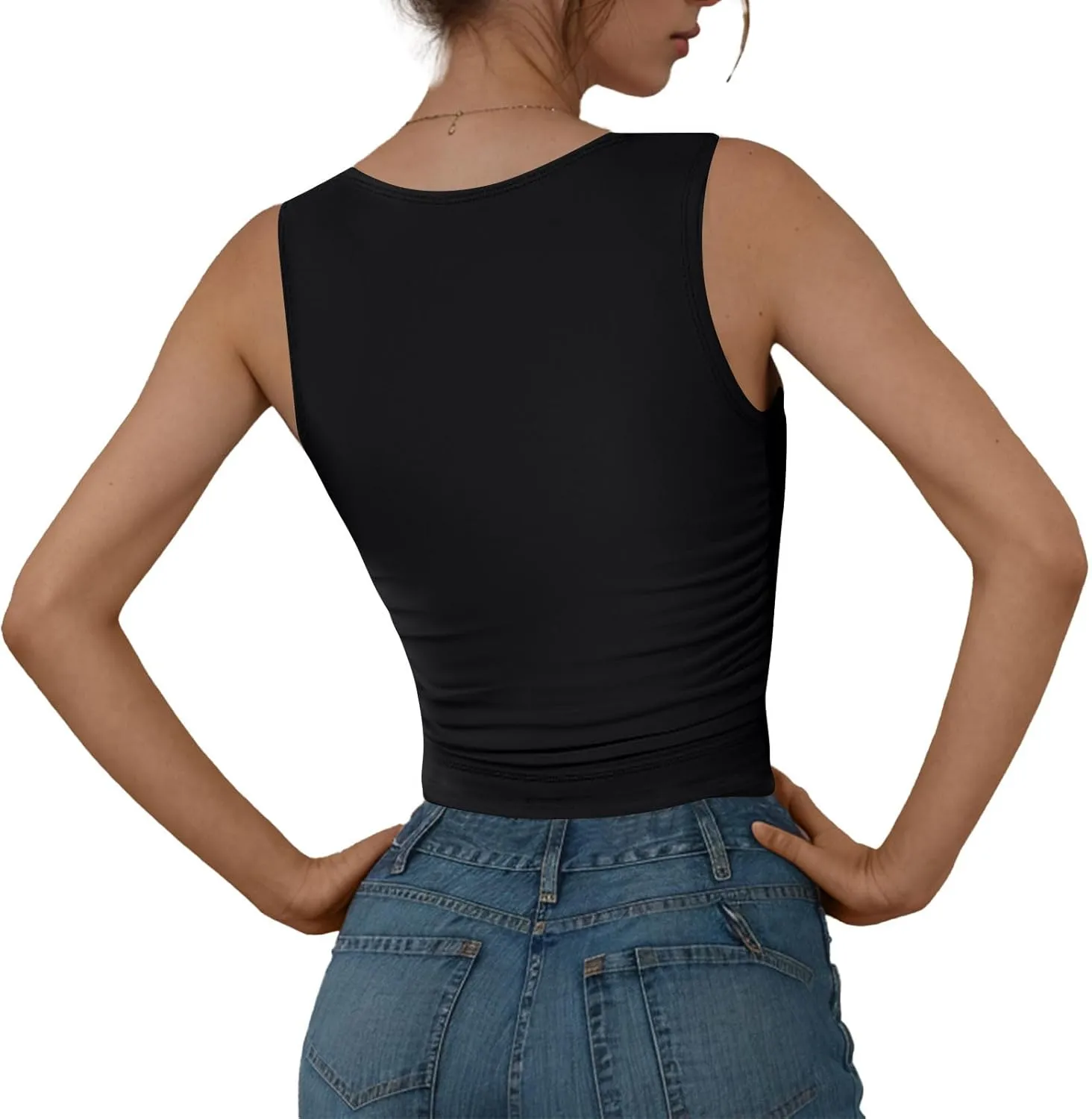 Womens Tank Top 2025 Sleeveless High Neck Cropped Tee Shirt Summer Athletic Fashion Casual Basic Fitted Y2k Tops