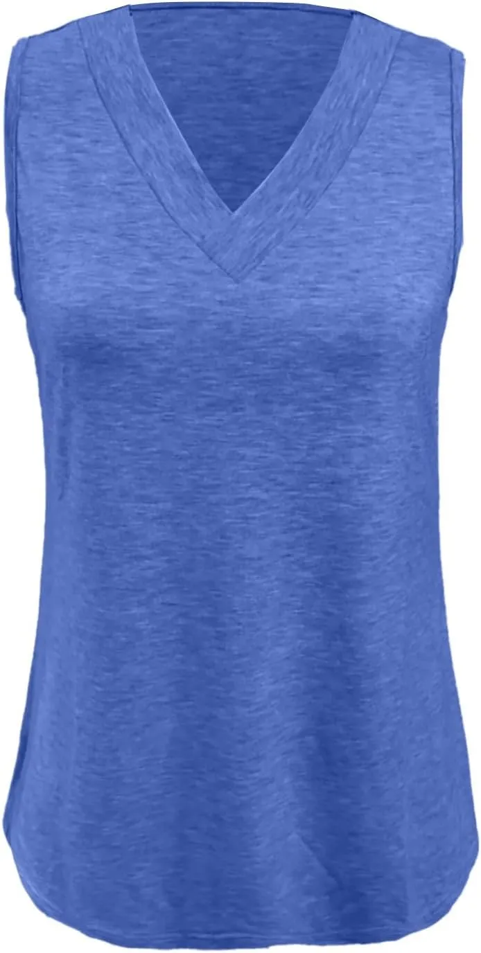 Womens Tank Tops 2025 Comfy T-Shirts Dressy Sleeveless V Neck Summer Loose Tank Top Beach Vacation Shirts