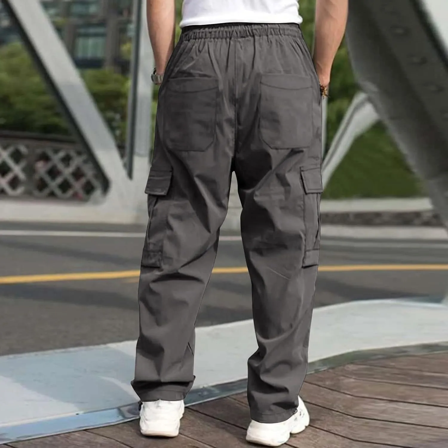 Work Pant for Men Big and Tall Cotton Casual Cargo Work Pant Baggy Joggers Athletic Pants Loose Straight Sweatpants