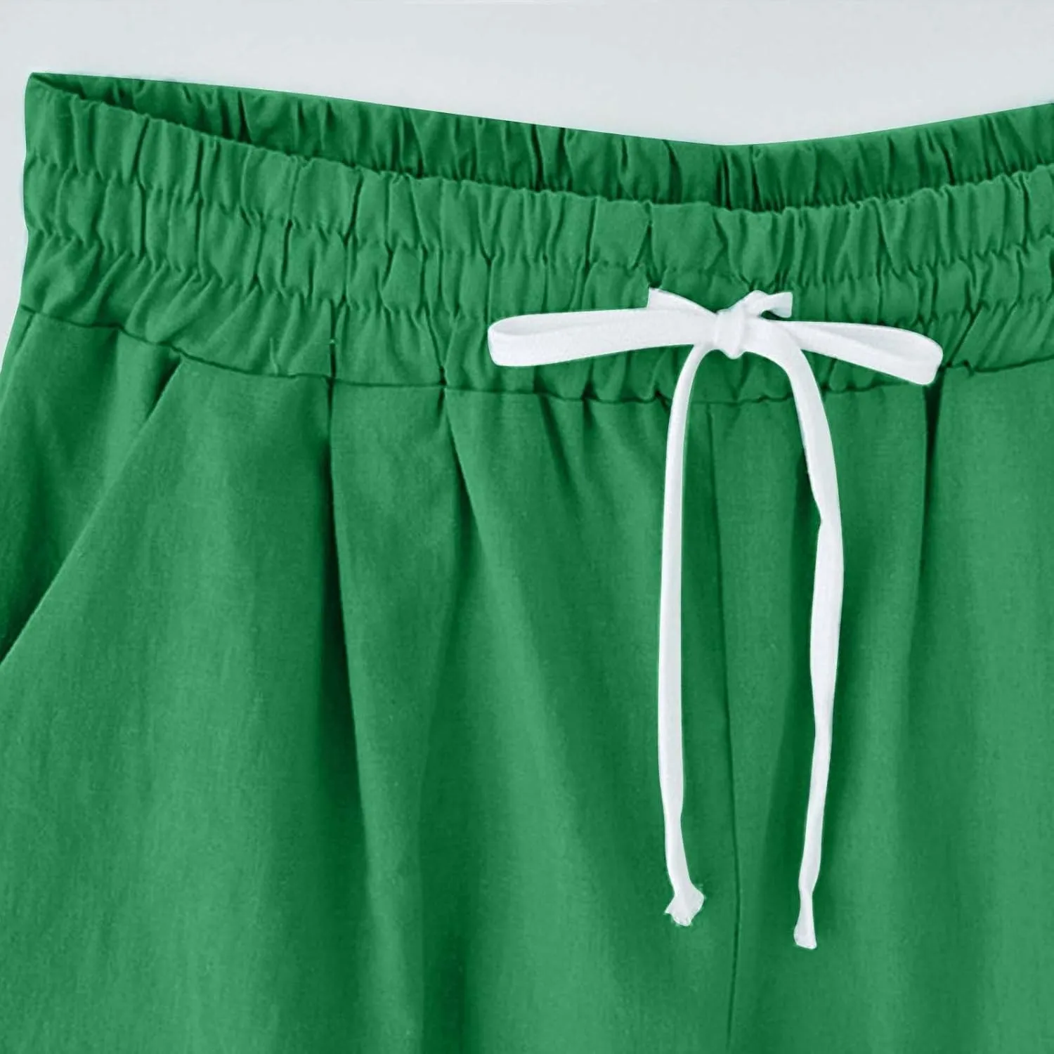 ZDRZK Summer Shorts for Women 2024 Elastic High Waisted Drawstring Casual Shorts Work Office Comfy Shorts with Plus Size