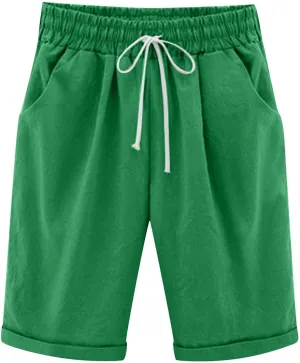 ZDRZK Summer Shorts for Women 2024 Elastic High Waisted Drawstring Casual Shorts Work Office Comfy Shorts with Plus Size