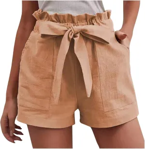 ZDRZK Work Shorts for Women High Waisted Tie Knot Front Trouser Shorts Trendy 2024 Fashion Business Summer Casual Shorts